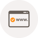 browser, checked, domain, internet, url, window, www icon